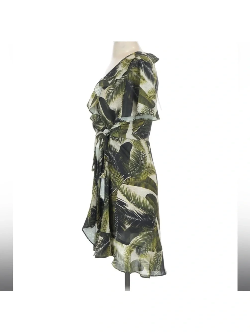 Show Me Your Mumu Winnie Wrap Dress Green Palm Tropical NEW - Picture 5 of 6